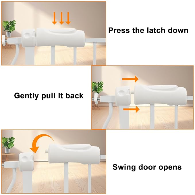 Extra Wide Baby Gate Extra Tall Dog Gate for Stairs Doorways White Metal Tension Child Pet Safety Gates with Pressure Mount 38.5-43.5 Inch Wide