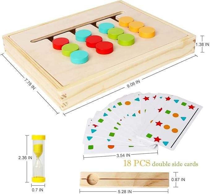 Montessori Preschool Learning Toys for Kids: Wooden Slide Puzzle Board Toys Color Shape Sorting Matching Brain Teasers Education Logic Game Gift for 3 4 5 6 7 Years Old Toddlers Child Boys Girls