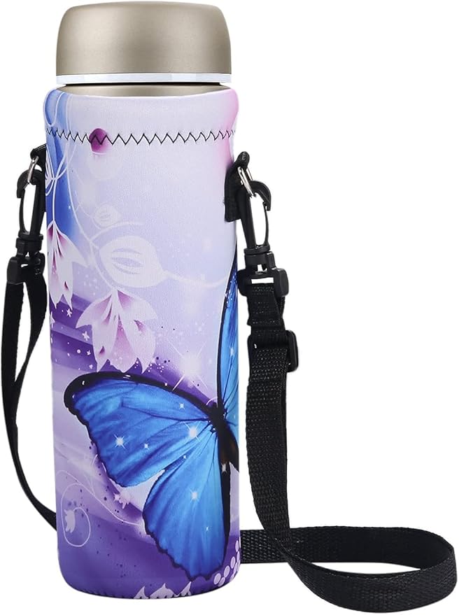AUPET Water Bottle Sling Bag Carrier Crossbody Sleeve,Insulated Neoprene Bottle Case Holder Pouch Cover 500ML/17oz with Shoulder Strap for Walking Women Men