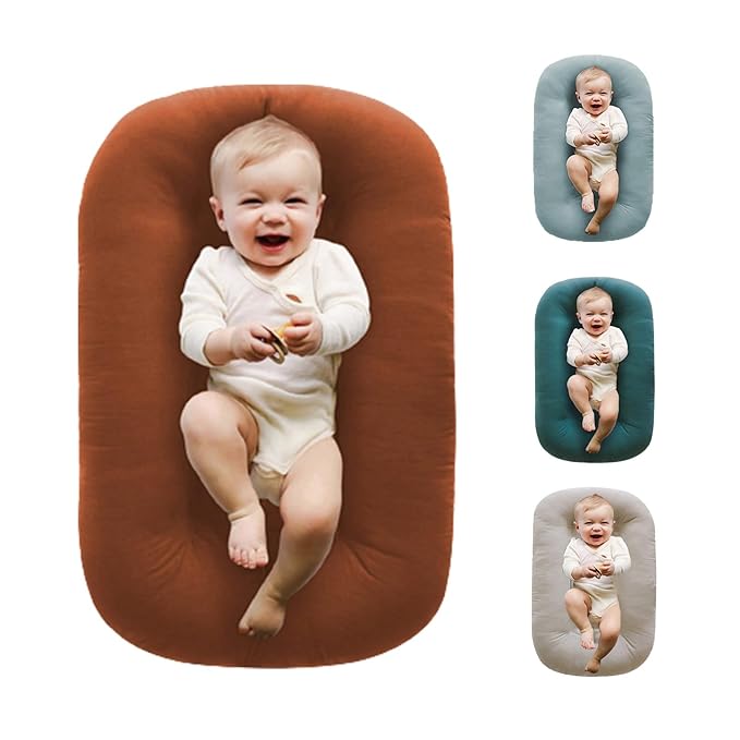 Baby Lounger for Newborns, Baby Nest & Floor Cushion, Soft Cotton, Portable Diaper Changing Pads for Boys & Girls 0-12 Months(Coffee)