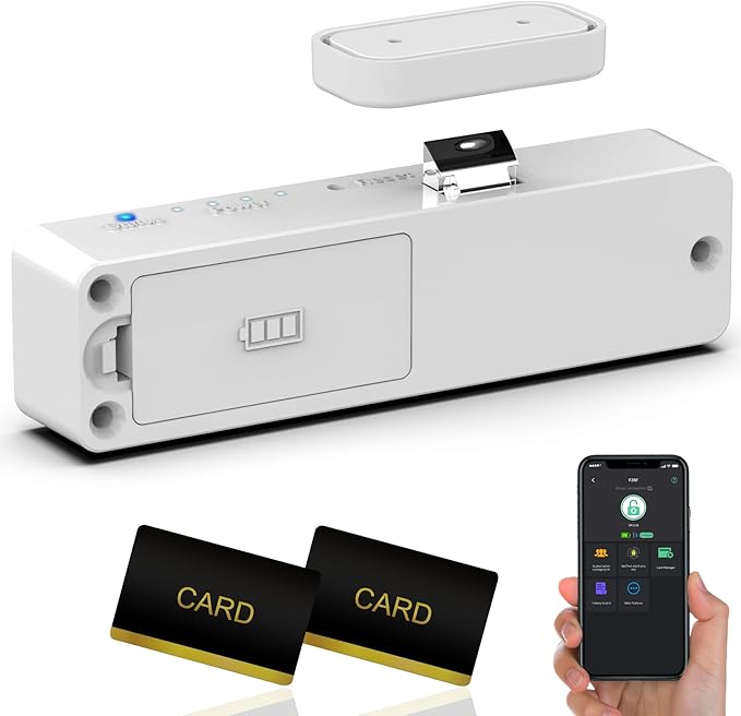 Anweller Baby Proofing Smart Cabinet Locks, Child Proof Hidden Drawer Locks, No Drill Adhesive Magnetic RFID Bluetooth Keyless Lock for Adults File Kitchen Cupboard Closet Liquor - White