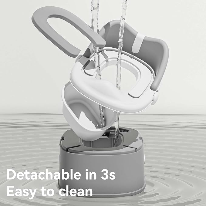 3 in 1 Toddler Potty Training Toilet Seat with Steps Ladder, Foldable Potty Train Chair Adapter for Toddlers Kids Boys Girls, Gray