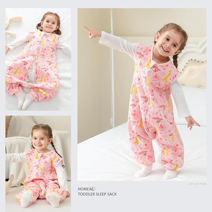 HOMEAL Toddler Sleep Sack with Legs, 1.0 TOG Sleeveless Sleep Sack