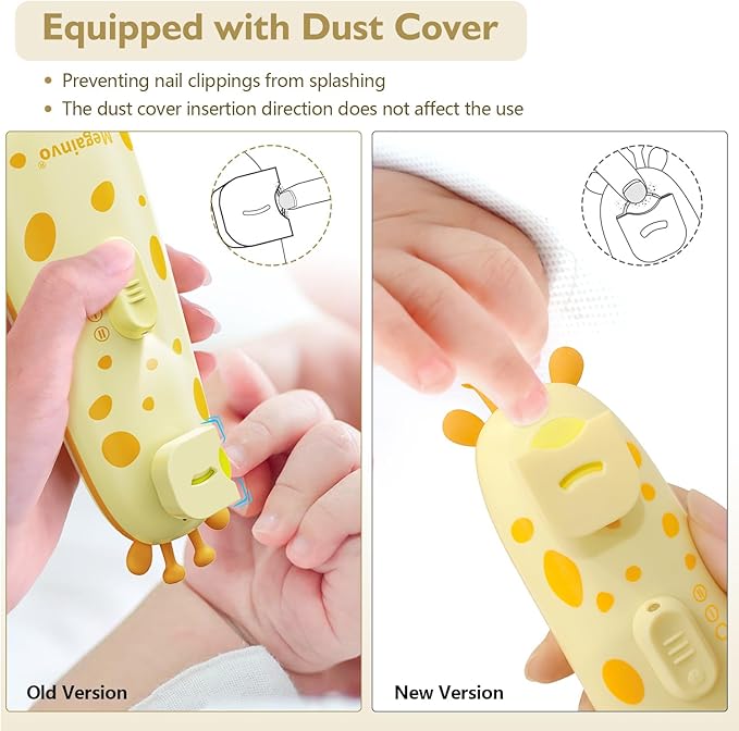 Baby Nail Trimmer Electric Baby Nail File with Light 10 Grinding Heads Safe Quiet Baby Nail Grooming Care Kit for Newborn Infant Toddler Toes Fingernails - Orange