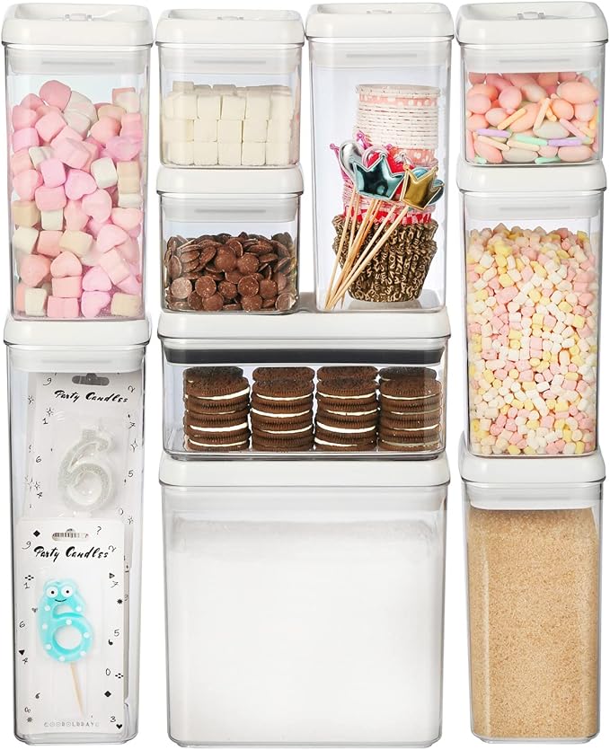 Felli Flip Tite Food Storage Container with Lid Airtight 4" Ring Seal Flip Top, Stackable Acrylic Canister Jar for Pantry Kitchen Counter, Snack Coffee Bean Granola Pet Treats Cracker Holder (1.3 qt)