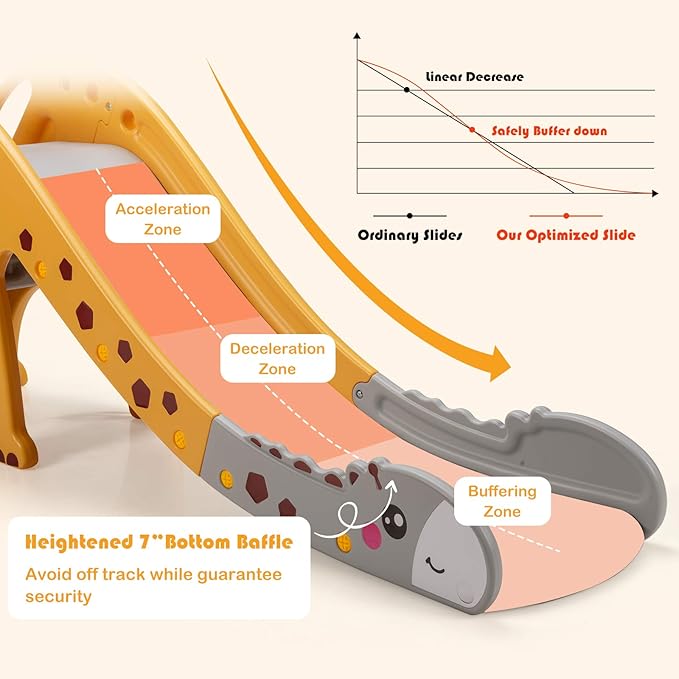BABY JOY Toddler Slide, Kids Large Slide Play Climber Set with Long Slipping Slope, Basketball Hoop and Ball, Enclosed Steps, Easy Assemble Indoor Outdoor Backyard Freestanding Slides for Kids Age 1-8