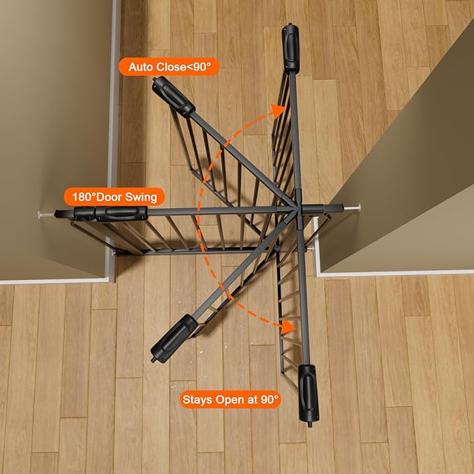 Extra Wide Baby Gate Extra Wide Extra Tall Dog Gates for Stairs Doorways Black Metal Tension Indoor Safety Gates with Pressure Mount 34-38.5 Inch Wide