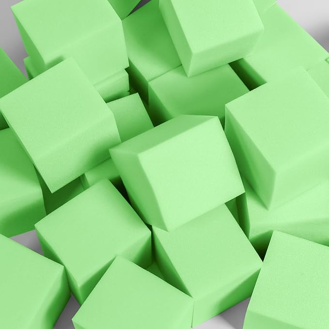 Foam Pit Cubes, 24 PCS 5 Inches Gymnastics Foam Blocks Trampoline Blocks, Multi-Sport Protective Padding for Freerunning, Trampoline, Parkour, Skate Parks & BMX - Green