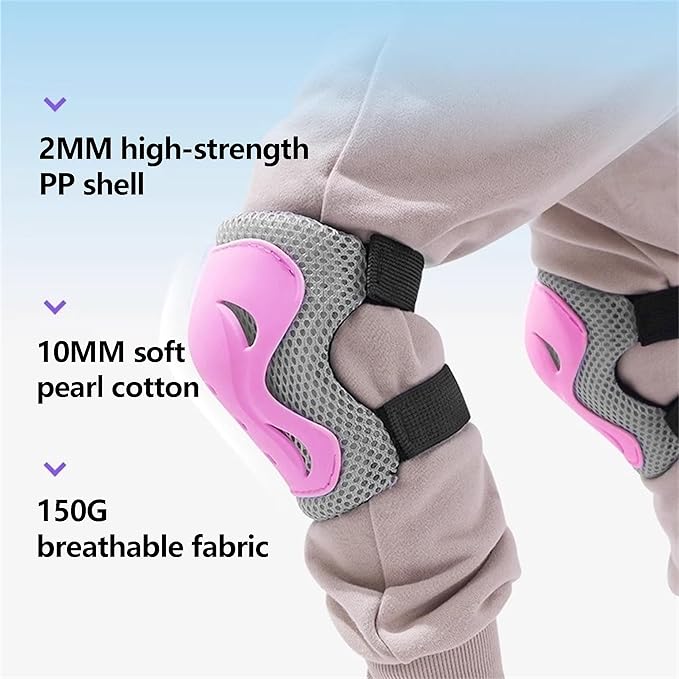 Kids Bike Helmet with Knee Elbow Wrist Pads Guards,Pink,for Ages 2-3-5-8-14,Sports Bicycle,Skate Scooter,Rollerblading with Unicorn Sticker