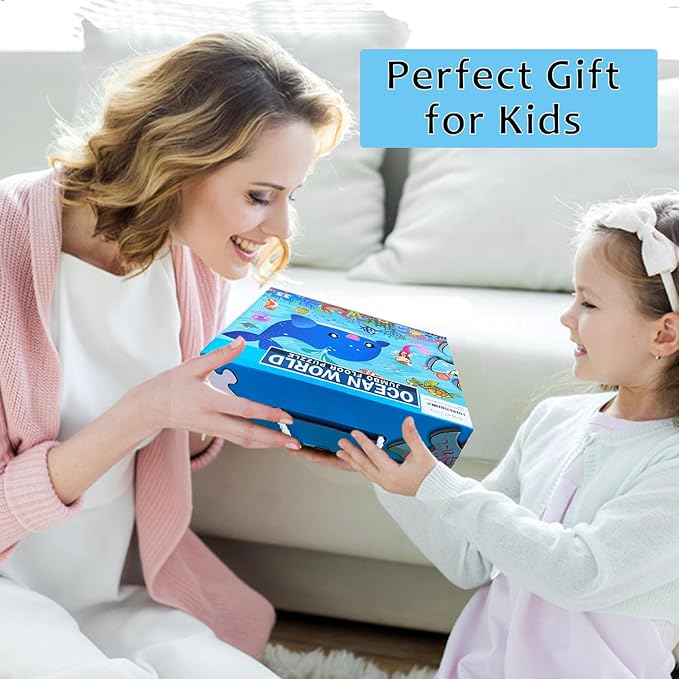 Jumbo Floor Puzzle for Kids, Large Jigsaw Puzzles 35 Piece for Kids Ages 3-5,Preschool Learning & Education Toys, Gifts for 4-8 Year Old Boys and Girls (Marine Animals)