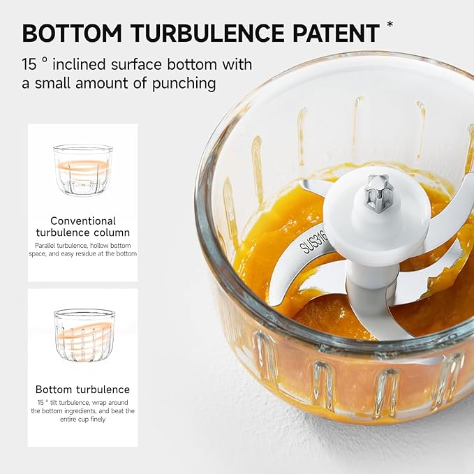 Baby Food Maker Mini Cute and Small Food Processor Puree Blender Grinder Chopper 1.2 Cup Glass Bowl with 6 Blade Electric (Spaceman-White)