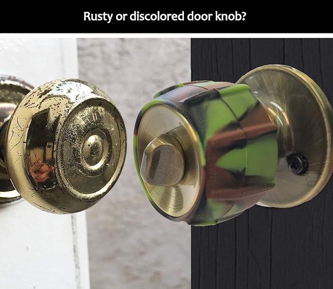 Enjoy Cover - 2 Pack Silicone Door knob Grips Maximum Grip Nonslip Arthritis & Senior Living Aids Grippy Easy Open Fits All Door Knob Universal Size Decorative (Camo Green)