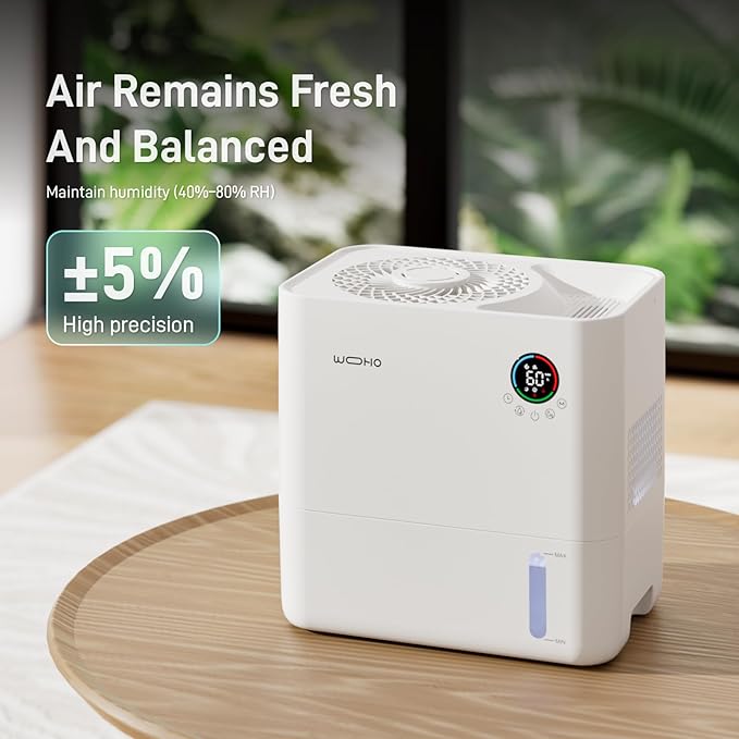Evaporative Humidifier for Bedroom, 5L Quiet No Mist Humidifier With Aroma Diffuser, 14H Timer, Top-Fill, 5 Speed, No White Dust, Easy to Clean, for Baby, Nursery, Home & Office