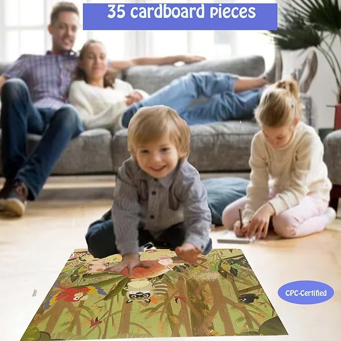 Jumbo Floor Puzzle for Kids, Large Jigsaw Puzzles 35 Piece for Kids Ages 3-5,Preschool Learning & Education Toys, Gifts for 4-8 Year Old Boys and Girls (Forest Animals 2)