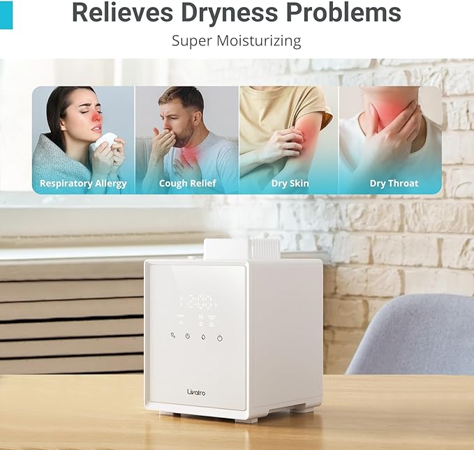 3L Stainless Steel Warm Mist Humidifier with Easy Clean and Warm Steam Function, Healthy Air Mist Humidifiers for Bedroom Living Room, with Sleep Mode and Auto-off Setting