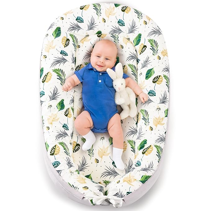 Baby Lounger- Baby Nest for 0-24 Months, Ultra Soft Organic Cotton Breathable & Portable Baby Lounger, Baby Lounger Pillow for Newborn
