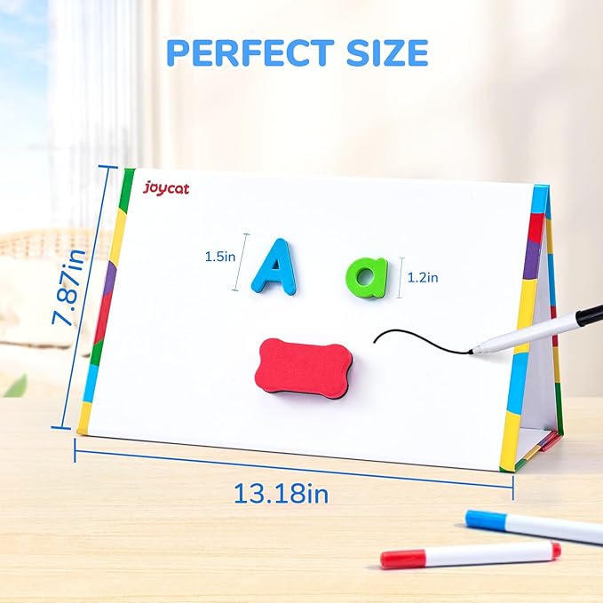 JoyCat Classroom Magnetic Letters Kit 248 Pcs with Double-Side 3D Foldable Magnetic Board - Foam Alphabet Letters&Numbers for Kids Spelling and Learning, Letter Board Tabletop Easel