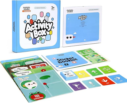 Activity Box, Add-on for Talebot Coding Robot with 6 Double-Sided Interactive Cards with 10 Themes, 98 Stickers, 32 Command Cards, Educational STEM Games for Kids Aged 3-5