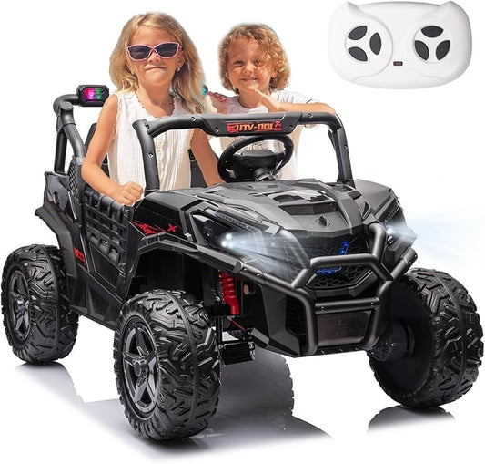 2 Seater 24V Kid Toy Car with Remote Control 4WD Electric Vehicles Battery Powered Toy Car,Ride on Car for 3+ Years Kids Ride On Toy(Black)