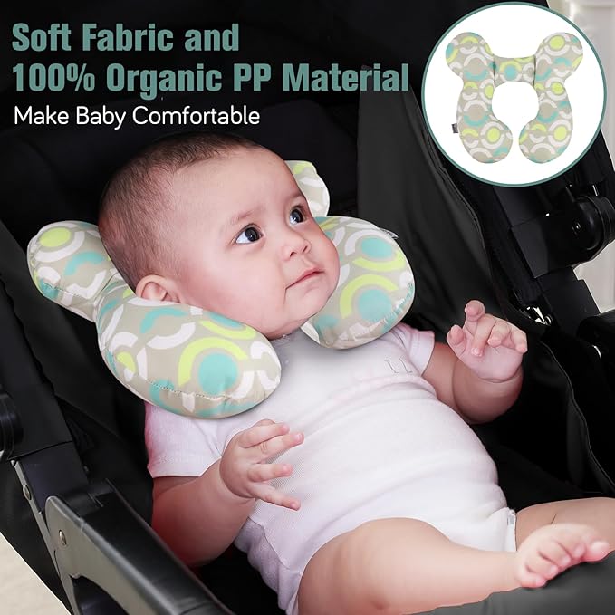 KAKIBLIN Baby Travel Pillow,Neck Pillows for Car Seat,Upgraded Baby Head Pillow,Toddler Head and Neck Support Pillow for Car Seat, Pushchair,Travel (Circle)