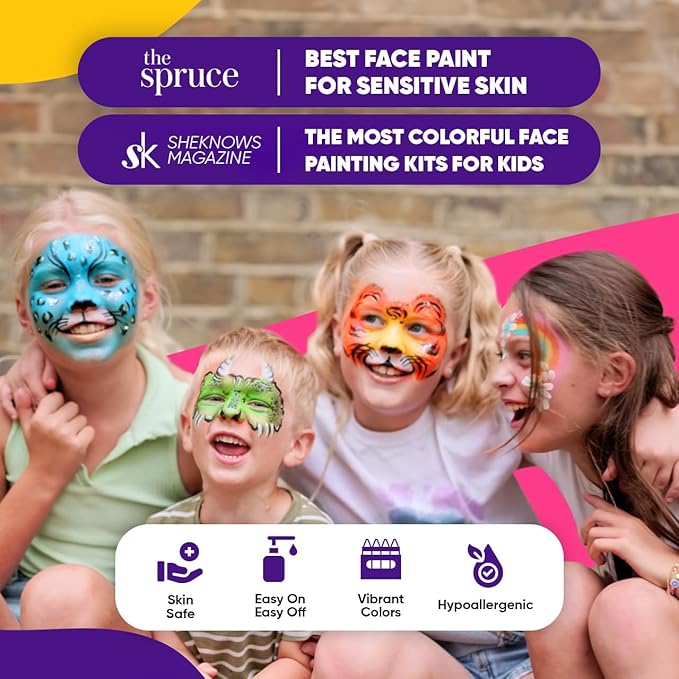 Face Paint Crayons for Kids, Blue Squid 84pcs XL Face & Body Painting Makeup Crayons, Safe for Sensitive Skin, Metallic & Classic Colors, Birthdays & Halloween Makeup Sticks - (2 x 42 Color Sets)