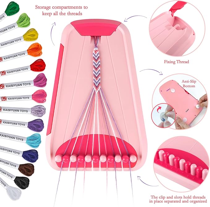 Friendship Bracelet Making Kit for Girls, Arts and Crafts Bracelets String Maker Kit for Kids Ages 8-12 Christmas Birthday Gifts