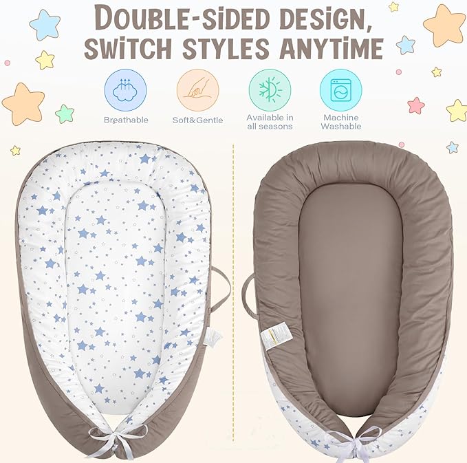 HKAI Baby Lounger – Soft Cotton Infant Floor Seat for Newborn to 24 Months, Portable Travel-Friendly Pillow for Boys & Girls