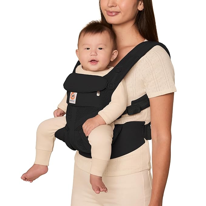 Ergobaby Omni Classic Baby Carrier Newborn to Toddler - Breathable Baby Carriers for Summer - All-Position Carrier with Lumbar Support (7-45 Pounds), Mesh, Onyx Black