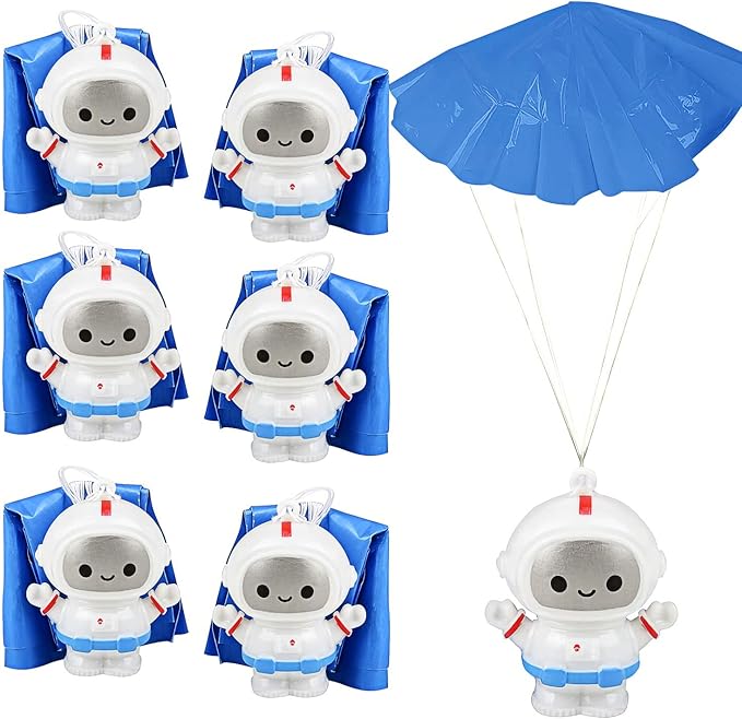 ArtCreativity 24-Pack / 2" Mini Astronaut Paratroopers – Durable Parachute Toys for Kids – Space-Themed Party Favors, Astronaut Piñata Fillers, and Goodie Bag Toys