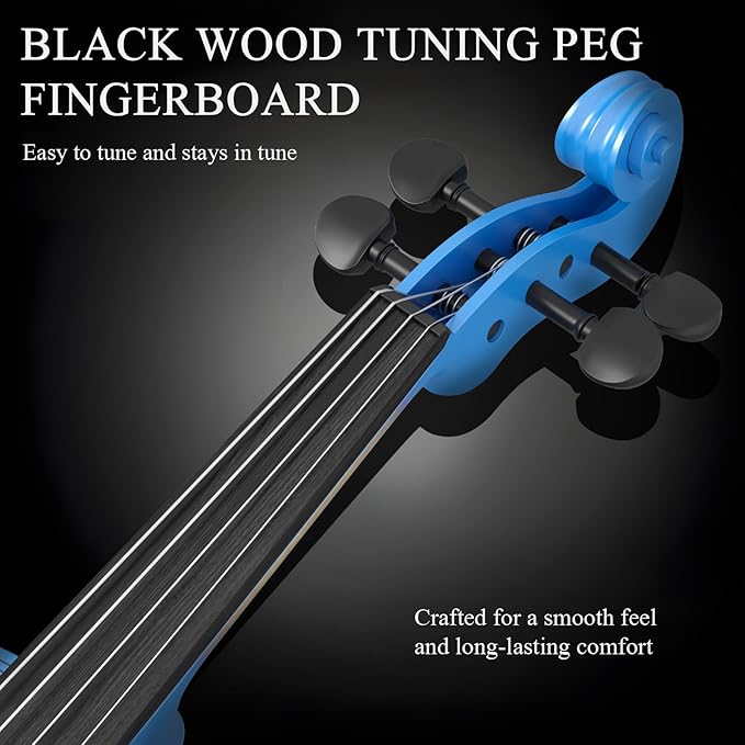 4/4 Beginner Violin Kit for Adults, Complete Full Size Violin Set with Portable Case, Bow, Rosin, Dark Blue