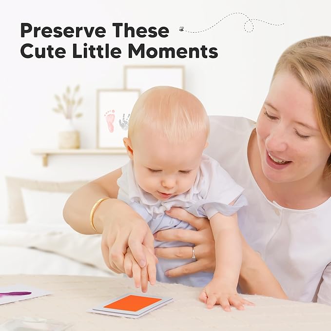 4-Pack Inkless Baby Hand and Footprint Kit - Mess Free Ink Pad for Newborn Keepsake, Dog Nose & Paw Print Kit, Clean Touch Ink Pad for Baby Hand & Footprints, Ideal New Mom Gifts (Halloween)