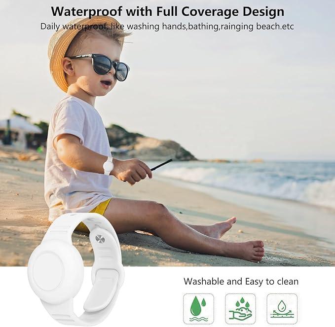 for Waterproof Airtag Bracelet for Kids,Hidden for Airtag Wristband Kids,Anti-Lost Silicone for Airtag Holder Case for Toddler,for Airtag Case Cover Watch Band GPS Tracker for Child-White