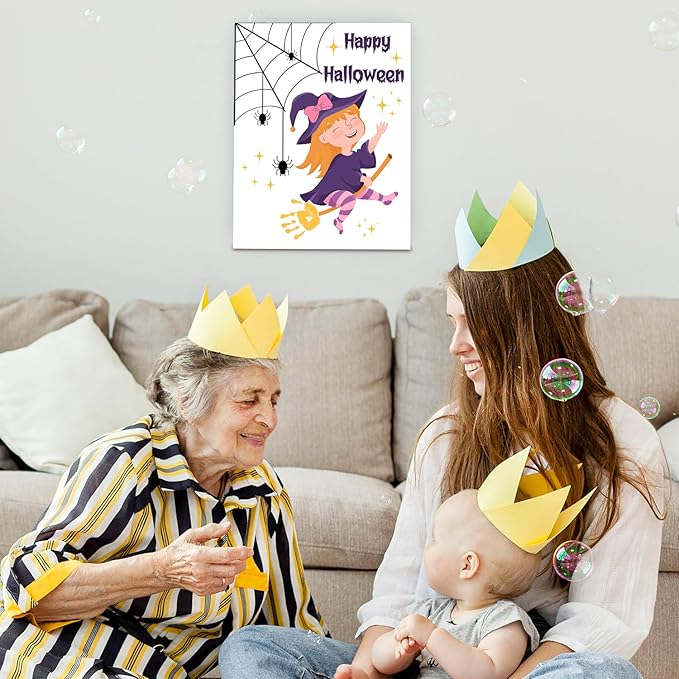 Halloween Baby Keepsake Gift, Baby's First Halloween Footprint Art on 7.8x9.8 Inch Canvas for Desktop Display, Baby Shower Photo Prop