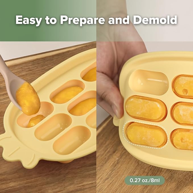 Haakaa Baby Popsicle Mold - Baby Food Maker & Breastmilk Teething Freezer Tray - BPA Free Silicone-Yellow