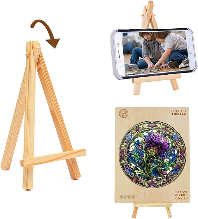 KAAYEE Wooden Jigsaw Puzzles-3D Visual Effect Scotch Thistle Wooden Puzzle Adult Unique Shape Wooden Puzzle Wooden Jigsaw Puzzle for Adult,Puzzle for Adults,Family Puzzles (S-8.5 * 8.5in-100pcs)