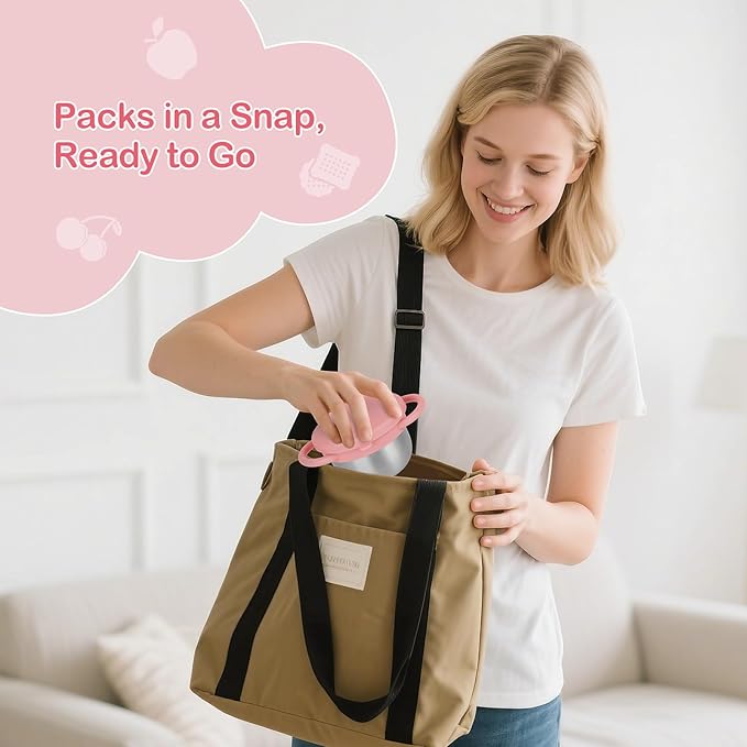 2 Pack Snack Cups for Toddlers Spill Proof - Detachable Stainless Steel Toddler Snack Cups with Silicone Lids & Handles - Dishwasher Safe Baby Snack Containers for Mess-Free Snacking (Green and Pink)