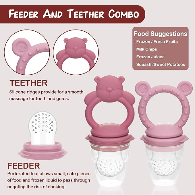 Baby Breastmilk Popsicle Molds & Baby Fruit Feeder (6 Pack), WAJIAYON Baby Food Freezer Tray Storage Containers, Silicone Teething Pacifier Feeder and Teether for Babies,Moss and Fawn Baby Feeder