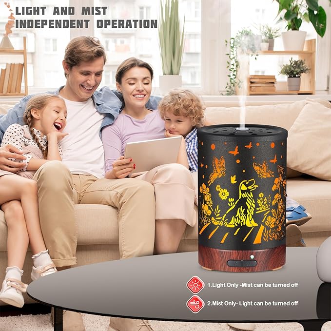 Essential Oils Diffuser,Aromatherapy Diffuser,Birthday Gifts for Women Mom Grandma,Metal Cool Mist Humidifier with 7 Colors Lights Waterless Auto Off Air Diffusers (Dogs)…