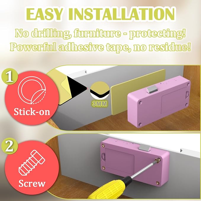 Eseesmart Smart Cabinet Lock, Hidden RFID Electronic Bluetooth Drawer Locks, Baby Proofing Child Safety Cabinet Locks for Liquor Cabinet Locker Drawer Cupboard Desk Dresser Adults