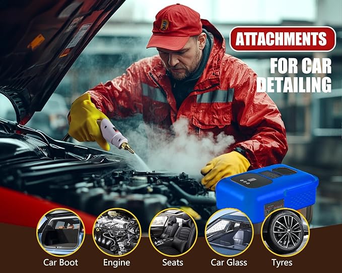 Handheld Steam Cleaner for Home, 2500W High Pressure Steamer for Cleaning, 9-Level Multipurpose Steam Cleaner for Car Floor Upholstery Kitchen Bathroom Grout Tile, 14 Accessories Included, Blue