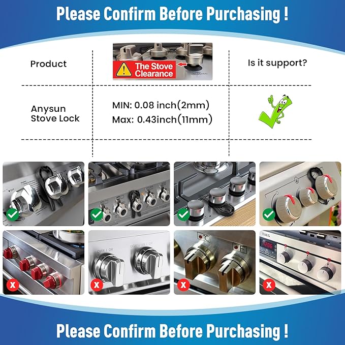 Gas Stove Knob Lock, Baby Proof Oven Knobs Covers Lock for Child Safety (5 Pack) Black…