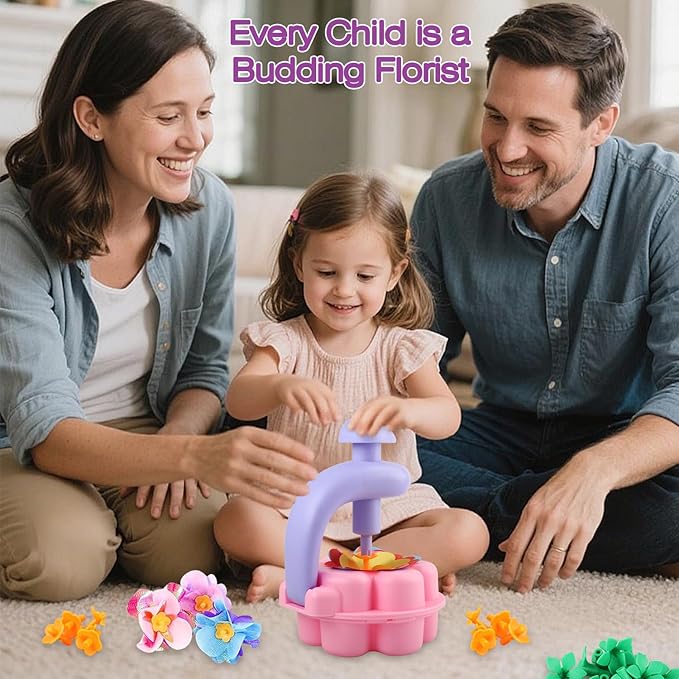 Fabric Flower Bouquets Toys, DIY Craft Kits Toys for Kids, Educational Arts & Crafts Toy, Build Your Own Flowers, DIY Creative Activity Christmas Birthday Gift for 4 5 6 7 8+ Year Old Toddler Girls