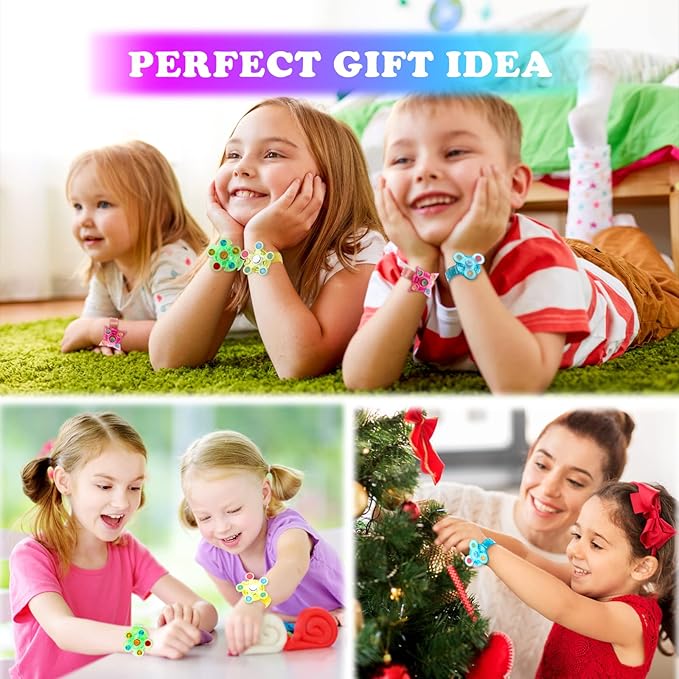 30PCS Spinner Bracelets Light Up Party Favors For Kids 4-8-12, Glow Bracelet Glow in The Dark Party Supplies Light Up Toys, Classroom Kids Prizes Goodie Bag Stuffers, Easter Egg Fillers Gift (30)