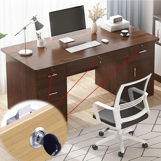 Automatic Lock Tongue Cabinet Drawer Furniture Locker Showcase Lock Drilling Diameter 3/4"/19mm for (3/5"-/15mm -7/8"-/22mm) Door Panel(2 Pack)