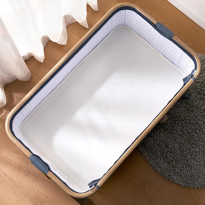 Baby Bassinet Mattress 47x 23.6 inches- Firm Support and Comfort Premium Foam,Noiseless and Odorless,Hypoallergenic Small Crib Mattress, Fits Moses Basket, Dual Sided with Soft Breathable Fabric
