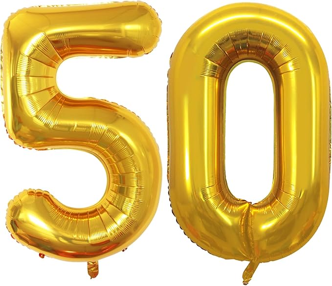 GOER Number 50 Balloons for 50th Birthday Party Decorations,42 Inch Jumbo Foil Helium Balloons for 50th Anniversary (Gold)
