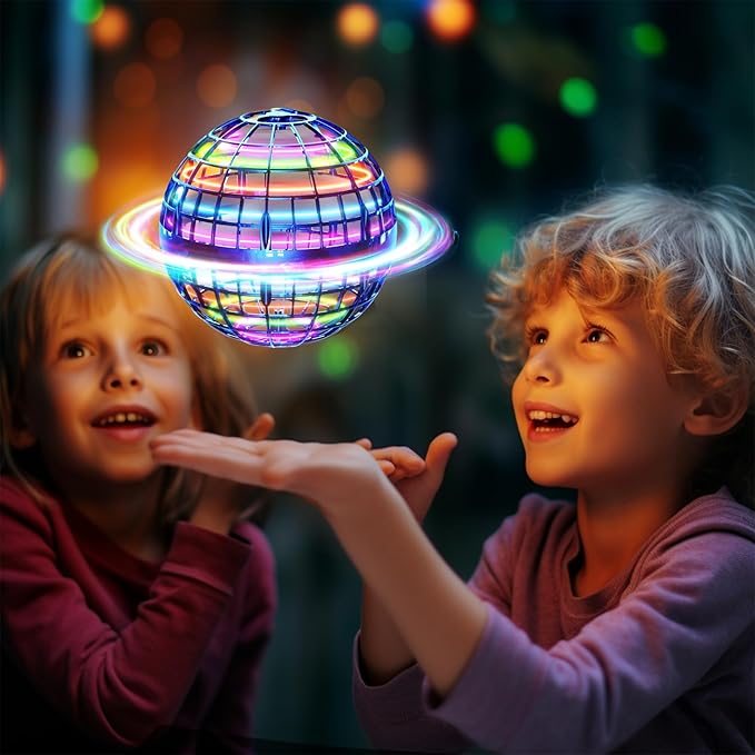 Flying Orb Ball (Blue, 2025 Upgraded) with Dazzling Lights, Magic Hover Spinner, Cool Boomerang Drone, Floating Cosmic Globe, Kids Toys Gifts for 6 7 8 9 10 Year Old Boys Girls