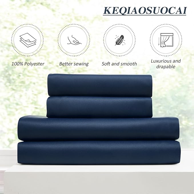 KEQIAOSUOCAI 92 Inch Long Curtains Navy Blue Pinch Pleated Draperies for Track System, Fancy Luxury Bedroom Drapes Thermal Insulating Window Blackout Nautical Curtain for Living Room 2 PCs