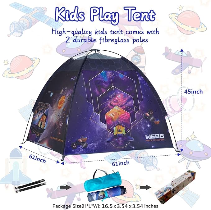 James Webb Space Telescope Kids Play Tent Indoor & Outdoor for Boys and Girls(61" x 61" x 45")