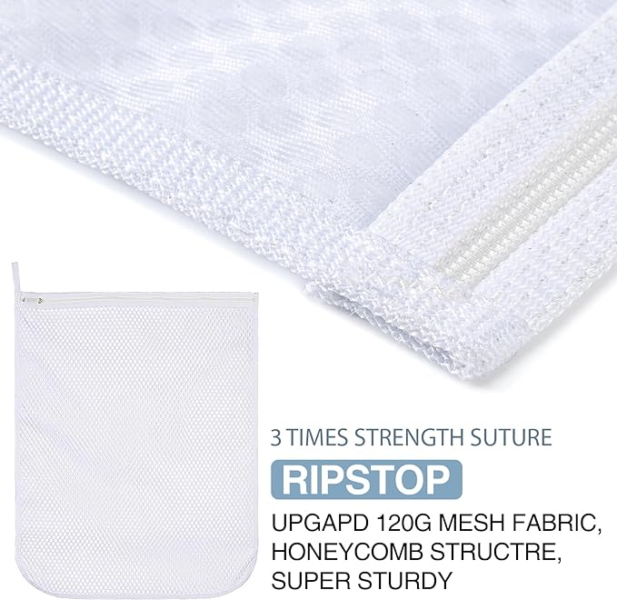 3 pcs Durable Honeycomb Mesh Laundry Bags for Delicates 12" x 15" (3 Medium)